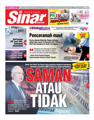 Sinar Harian Edisi Selangor/KL 06.07.15