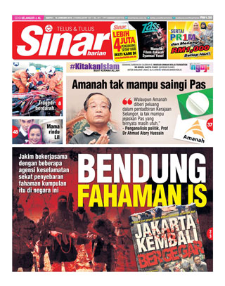 Sinar Harian Edisi Selangor/KL 16.01.16